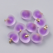 Frosted Transparent Acrylic Pendants, Bead in Bead, with CCB Plastic Pendant Bails, Heart, Light Gold, Dark Orchid, 18x18x14mm, Hole: 2mm(GLAA-TAC0002-B06)