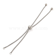 304 Stainless Steel Box Chain Slider Bracelet Makings, Stainless Steel Color, 8-3/4 inch(22.2cm), 18mm, Hole: 2mm(STAS-P360-03P)