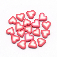 Handmade Polymer Clay Cabochons, Heart, Salmon, 8~10x9~11x2~3mm(X-CLAY-Q241-033)