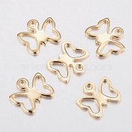 304 Stainless Steel Charms, Butterfly, Golden, 9x10x1mm, Hole: 1.2mm(STAS-G179-73G)