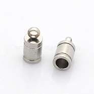 201 Stainless Steel Cord Ends, End Caps, Stainless Steel Color, 10x5mm, Hole: 2mm, Inner diameter: 4mm(STAS-N034-07)