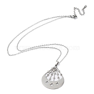 201 Stainless Steel Moon with Star Pendant Necklace with Cable Chains, Stainless Steel Color, 17.52 inch(44.5cm)(NJEW-Q317-06P)