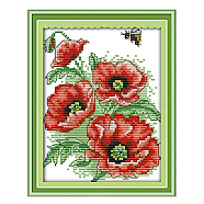 Poppy Pattern DIY Cross Stitch Beginner Kits, Stamped Cross Stitch Kit, Including 11CT Printed Cotton Fabric, Embroidery Thread & Needles, Instructions, Colorful, Fabric: 270x225x0.8mm(DIY-NH0001-01)