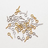 Iron Screw Eye Pin Peg Bails, For Half Drilled Beads, Mixed Color, 13x6.5x1.5mm, Hole: 4mm, Pin: 1.5mm(IFIN-R211-02-M)