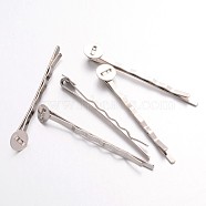 Iron Hair Bobby Pin Findings, Platinum, 50x8mm(X-IFIN-F086-01)