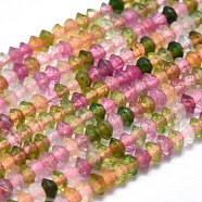 Natural Tourmaline Beads Strands, Grade A, Faceted, Bicone, 3x1.5mm, Hole: 0.6mm, about 260pcs/strand, 15.35 inch(39cm)(G-M353-A27-3mm)