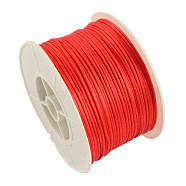 Round Nylon Thread, Rattail Satin Cord, for Chinese Knot Making, Red, 1mm, 100yards/roll(NWIR-R005-001)