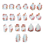 20Pcs 10 Styles Waterproof Self Adhesive PET Stickers, for Suitcase, Skateboard, Refrigerator, Helmet, Mobile Phone Shell, Indian Red Flowers, Bottle Pattern, 79~113x67~86x0.1mm, about 2pcs/style(DIY-F117-04)