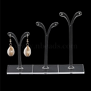 3Pcs 3 Sizes Plastic Earring Display Stands, Bean Sprout Shaped Jewelry Tree Stands for Dangle Earring, Clear, 38x80~120mm, 1pc/size(EDIS-YW0001-03)