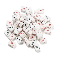 Handmade Polymer Clay Beads, Playing Card, White, 9x7x4.5mm, Hole: 1.8mm(CLAY-E005-01)