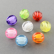 Transparent Acrylic Beads, Bead in Bead, Round, Pumpkin, Mixed Color, 14mm, Hole: 2mm, about 390pcs/500g(TACR-S089-14mm-M)