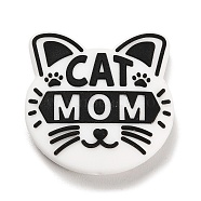 Silicone Beads, DIY Nursing Necklaces Making, CAT MOM, Cat Shape, 29x29x7mm, Hole: 2.5mm(SIL-P006-B04)