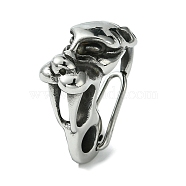 Tibetan Style 304 Stainless Steel Spring Gate Rings, Antique Silver, 31x11.5x25mm, Hole: 5.5x4mm(STAS-C099-09AS)