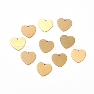 Ion Plating(IP) 304 Stainless Steel Pendants, Double Side Drawbench, Stamping Blank Tag, Heart, Golden, 14x15x1mm, Hole: 1.2mm(STAS-F271-06C-G)