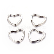 Heart Iron Split Key Rings, Keychain Clasp Findings, Valentine's Jewelry Findings, Platinum Color, about 31mm in diameter, 3mm thick, 25mm inner diameter(X-E564-2)