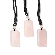Natural Rose Quartz Rectangle Pendant Necklace with Nylon Cord for Women, 25.98~27.17 inch(66~69cm)(NJEW-C001-01A-03)