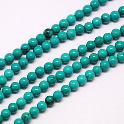 Natural Magnesite Beads Strands, Dyed, Round, Turquoise, 10mm, Hole: 1mm, about 41pcs/strand, 15.74 inch(TURQ-L019-10mm-01)