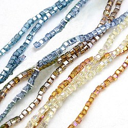 Electroplate Glass Beads Strands, Faceted, Cube, Mixed Color, 2x2x2mm, Hole: 1mm(EGLA-J028-M)