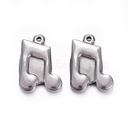 304 Stainless Steel Pendants, Musical Note, Stainless Steel Color, 17x12x2.5mm, Hole: 0.8mm(STAS-F221-09P)