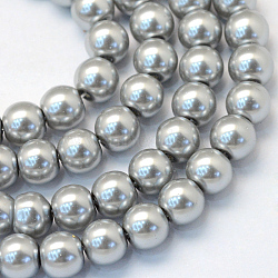Baking Painted Glass Pearl Bead Strands, Pearlized, Round, Dark Gray, 3~4mm, Hole: 0.5mm, about 195pcs/strand, 23.6 inch(HY-Q003-3mm-34)