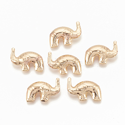 Long-Lasting Plated Brass Beads, Elephant, Golden, 26x18x7mm, Hole: 1mm(KK-R080-01)