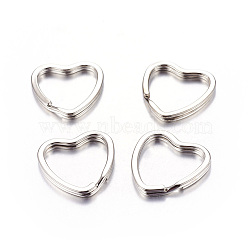 Heart Iron Split Key Rings, Keychain Clasp Findings, Valentine's Jewelry Findings, Platinum Color, about 31mm in diameter, 3mm thick, 25mm inner diameter(X-E564-2)