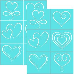 Self-Adhesive Silk Screen Printing Stencil, for Painting on Wood, DIY Decoration T-Shirt Fabric, Turquoise, Heart Pattern, 19.5x14cm(DIY-WH0173-001-Q)