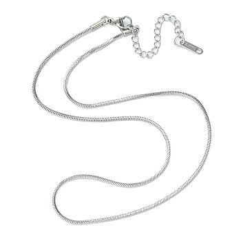 Ion Plating(IP) 304 Stainless Steel Snake Chain Necklace for Men Women, Stainless Steel Color, 15.75 inch(40cm)