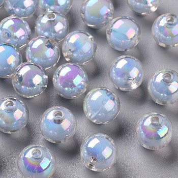 Transparent Acrylic Beads, Bead in Bead, AB Color, Round, Cornflower Blue, 11.5x11mm, Hole: 2mm, about 520pcs/500g