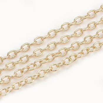 Brass Cable Chains, Soldered, with Spool, Oval, Real 18K Gold Plated, 2.5x2.1x0.4mm, about 98.42 Feet(30m)/roll