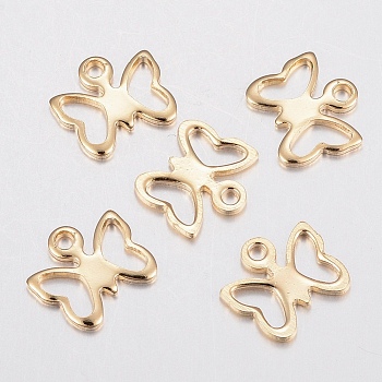 304 Stainless Steel Charms, Butterfly, Golden, 9x10x1mm, Hole: 1.2mm