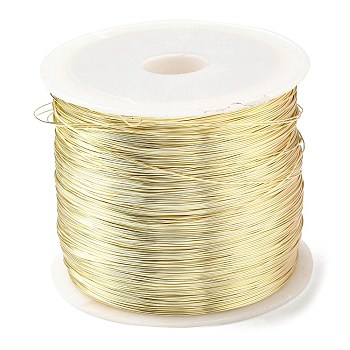 Copper Wire, Round, for Jewelry Making, Light Gold, 0.3mm, about 492.13 Feet(150m)/Roll