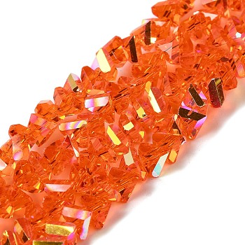 Transparent Glass Beads Strands, Faceted, AB Color, Triangle, Orange Red, 6x6x3mm, Hole: 1.2mm, about 87~93pcs/strand, 9.45''~11.61''(24~29.5cm)