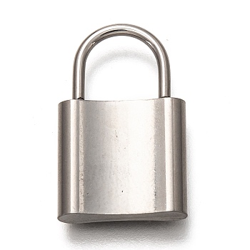 304 Stainless Steel Pendants, PadLock, Stainless Steel Color, 24x15x4mm, Hole: 8.5x8.5mm
