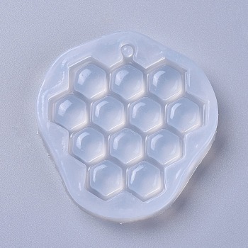 Pendant Silicone Molds, Resin Casting Molds, For UV Resin, Epoxy Resin Jewelry Making, Grape/Honeycomb, White, 55x53x9mm, Hole: 2.5mm, Inner Diameter: 48x47mm