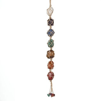 Gemstone Pendant Decorations, with Alloy Beads, 310x18x17mm
