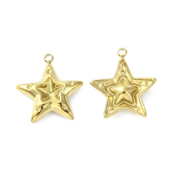 304 Stainless Steel Pendant Rhinestone Settings, Star, Real 14K Gold Plated, Fit for 5x5.5mm Rhinestone, 17.5x15.5x3.7mm, Hole: 1.2mm