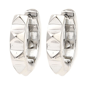 Brass Spike Hoop Earrings, Ring, Platinum, 20x21x4.5mm