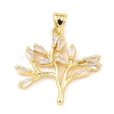 Real 18K Gold Plated Clear Branch Brass+Cubic Zirconia Pendants