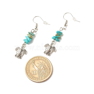 Synthetic Turquoise Chips Beaded Dangle Earrings(EJEW-JE04890-01)-3