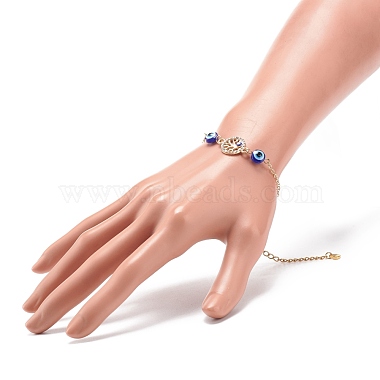 Crystal Rhinestone & Resin Evil Eye Link Slider Bracelet(BJEW-JB08630)-3