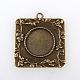 Vintage Tibetan Style Alloy Square Carved Branch Pendant Cabochon Bezel Settings(X-TIBEP-M018-17AB-NF)-1