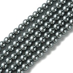 Eco-Friendly Dyed Glass Pearl Round Beads Strands, Grade A, Cotton Cord Threaded, Slate Gray, 6mm, Hole: 1.2~1.5mm, about 72pcs/strand, 15 inch(HY-A008-6mm-RB077)
