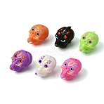 Day of the Dead & Halloween 3D Silicone Beads, Focal Beads, Sugar Skull, Mixed Color, 21.5x16.5x20.5mm, Hole: 3mm(SL-CBA7785-02)