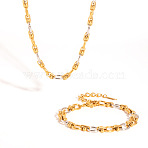 304 Stainless Steel Chain Necklaces & Bracelets Set for Women, Golden(IX7784-1)