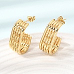 201 Stainless Steel Stud Earrings, Half Hoop Earrings, with 304 Stainless Steel Pin, PVD Vacuum Plating, Golden, 25x10.5mm(SA-CBA4A0D-07G)