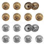 8Pcs 2 Colors 1-Hole Alloy Shank Buttons, Flat Round with Skull, Antique Silver & Antique Golden, 22.5x9mm, Hole: 1.6mm, 4pcs/color(BUTT-AR0001-40)