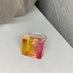 Imitation Candy Resin Finger Rings, Square, Gold, 17mm(WGDDA86-02)