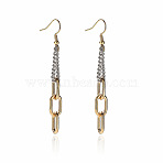 Two Tone 304 Stainless Steel Oval Link Chain Tassel Dangle Earrings, Golden & Stainless Steel Color, 70x8mm(WGAE672-02)