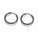 304 Stainless Steel Huggie Hoop Earrings, Hypoallergenic Earrings, with 316 Surgical Stainless Steel Pin Ion Plating(IP), Electrophoresis Black, 12 Gauge, 20x2mm, Pin: 1mm, Inner Diameter: 16mm(EJEW-F111A-20mm-B)